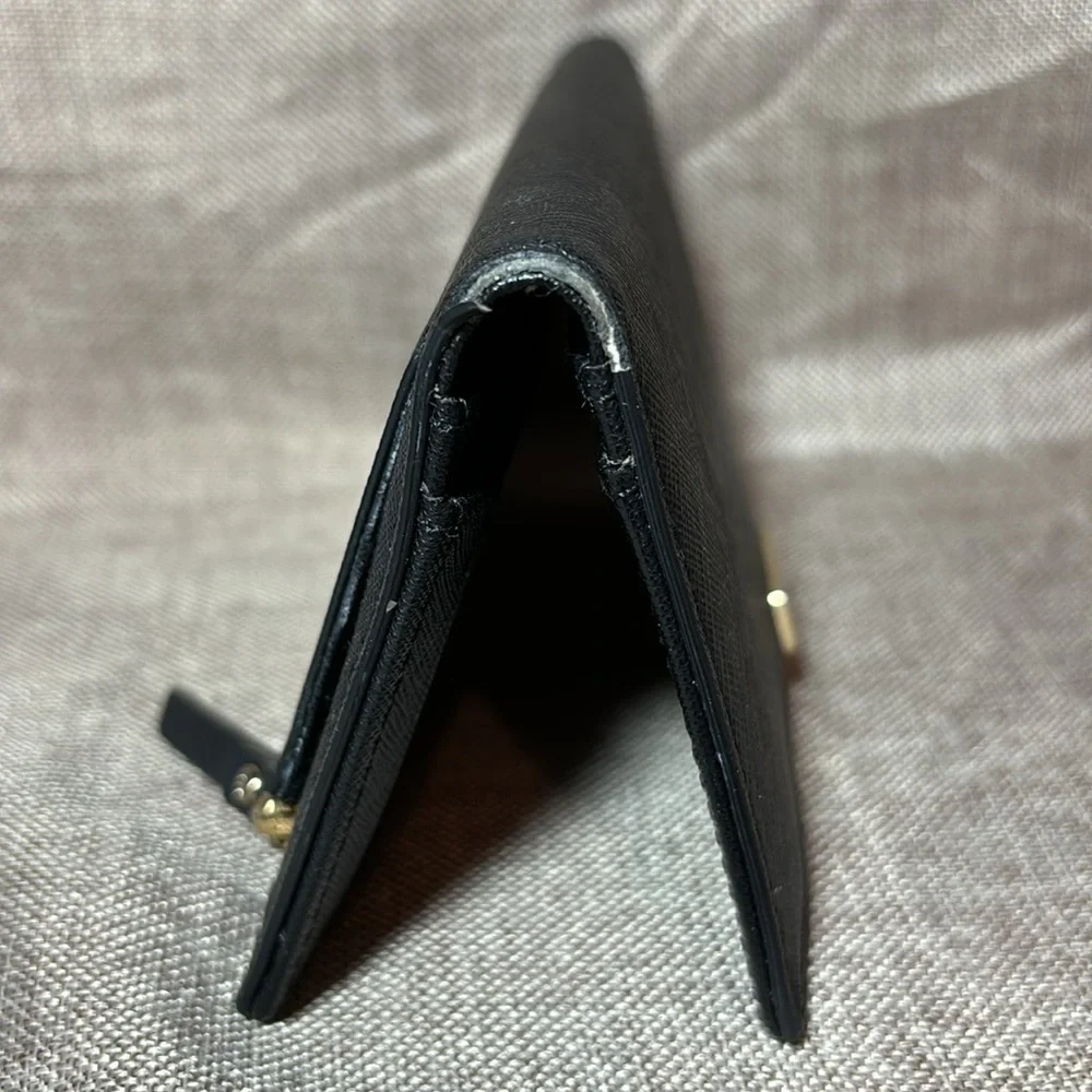 Kate Spade New York Stacy Laurel Way Black logo snap closure Saffiano Leather